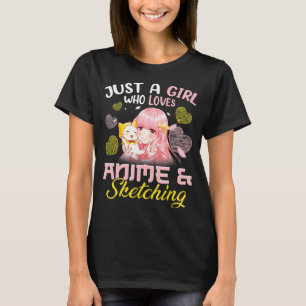 Nur ein Mädchen, das Anime Liebe und Zeichne T-Shirt