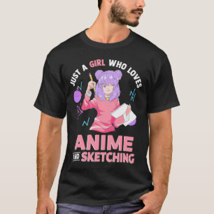 Nur ein Mädchen, das Anime Liebe und Zeichne T-Shirt