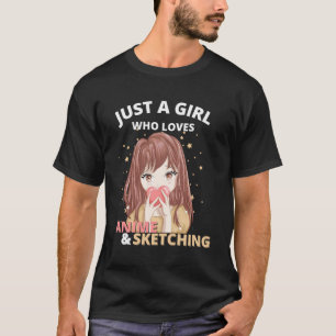 Nur ein Mädchen, das Anime Liebe und Zeichne T-Shirt