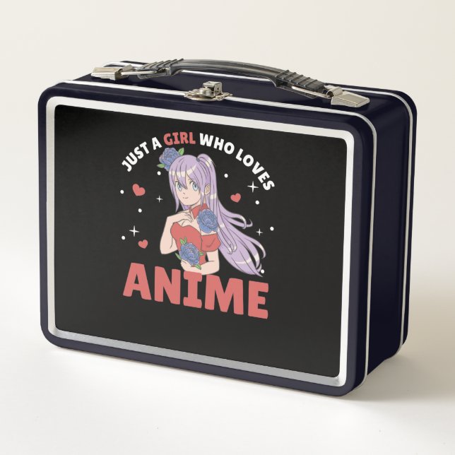 Nur ein Mädchen, das Anime Manga Liebe, Zeichnend  Metall Brotdose (Vorderseite)