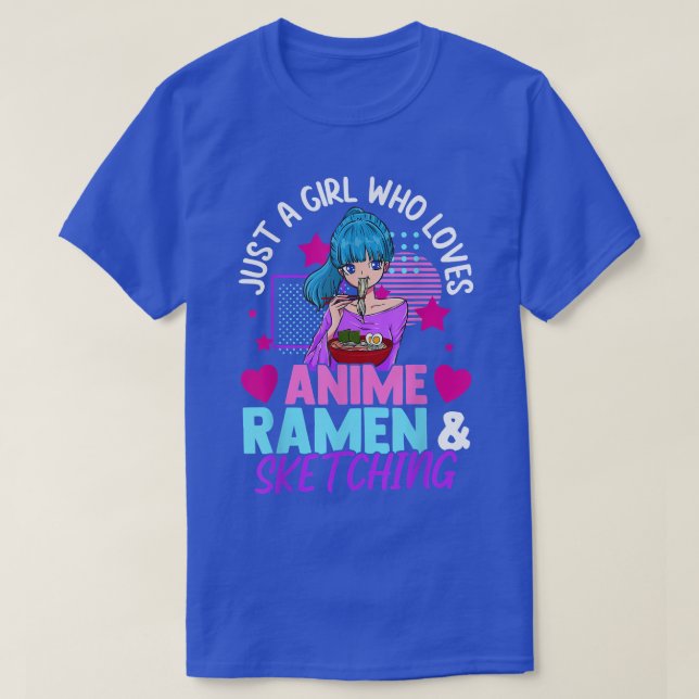 Nur ein Mädchen, das Anime-Ramen Liebe und das Ski T-Shirt (Design vorne)