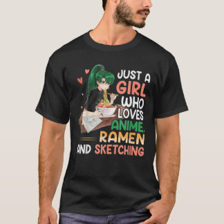 Nur ein Mädchen, das Anime-Ramen Liebe und G skizz T-Shirt