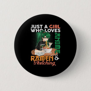 Nur ein Mädchen, das Anime-Ramen Liebe und Gi skiz Button