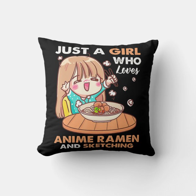 Nur ein Mädchen, das Anime-Ramen Liebe und Gi skiz Kissen (Vorderseite)