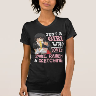 Nur ein Mädchen, das Anime-Ramen Liebe und Gi skiz T-Shirt