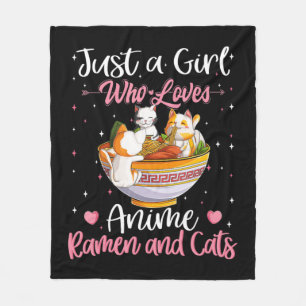 Nur ein Mädchen, das Anime Ramen und Katzen Kawaii Fleecedecke