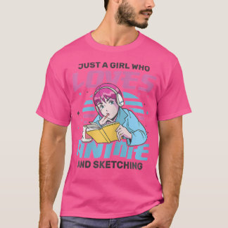 Nur ein Mädchen, das Anime Sketching Comic Drawi L T-Shirt