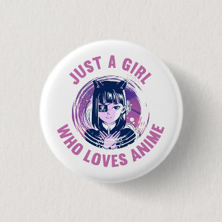 Nur ein Mädchen, das Anime-T - Shirt Lieben Button