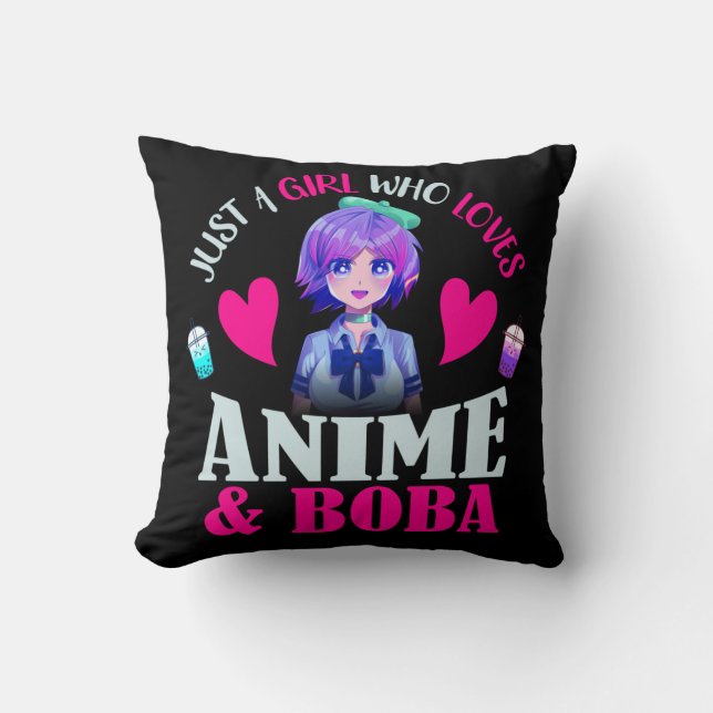 Nur ein Mädchen, das Anime und Boba Liebe Kissen (Vorderseite)
