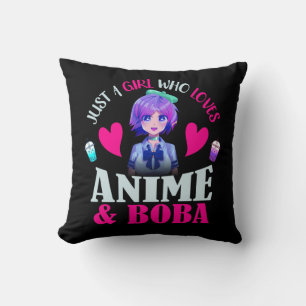 Nur ein Mädchen, das Anime und Boba Liebe Kissen