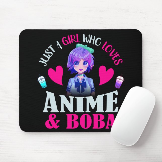 Nur ein Mädchen, das Anime und Boba Liebe      Mousepad (Mit Mouse)