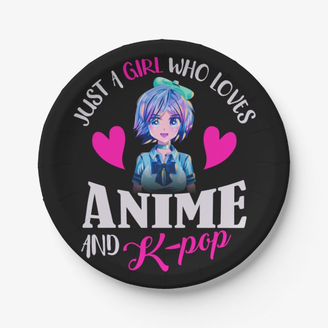 Nur ein Mädchen, das Anime und K-Pop Liebe Pappteller (Vorderseite)