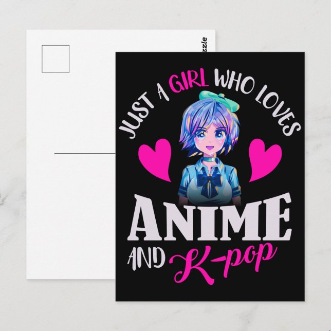 Nur ein Mädchen, das Anime und K-Pop Liebe Postkarte (Vorne/Hinten)