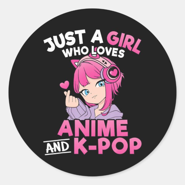 Nur ein Mädchen, das Anime und K-Pop Niedliche Kpo Runder Aufkleber (Vorderseite)