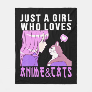 Nur ein Mädchen, das Anime und Katzen anime Liebe, Fleecedecke