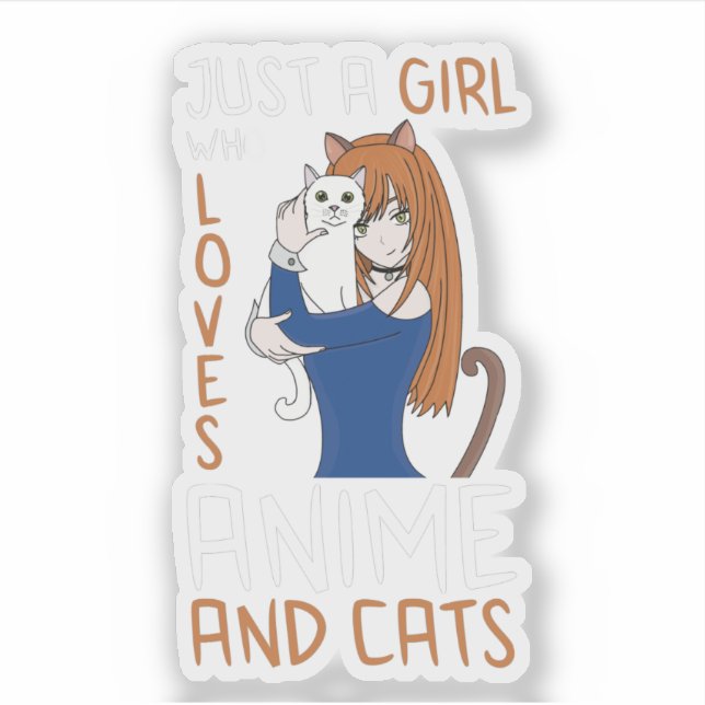 Nur ein Mädchen, das Anime und Katzen Liebe Aufkleber (Vorderseite)
