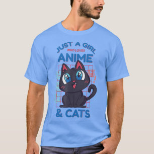 Nur ein Mädchen, das Anime und Katzen Lieben japan T-Shirt