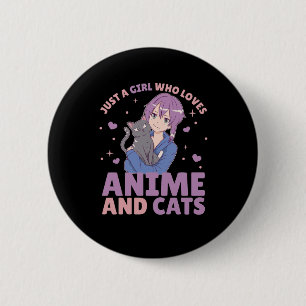 Nur ein Mädchen, das Anime und Katzen Lieben Manga Button