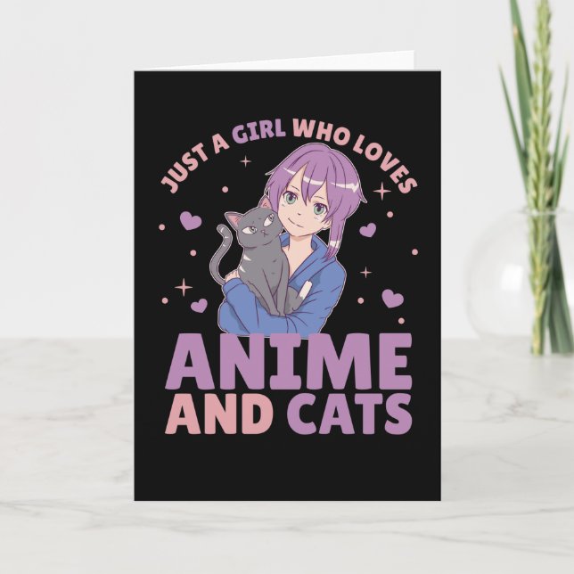 Nur ein Mädchen, das Anime und Katzen Lieben Manga Karte (Vorderseite)