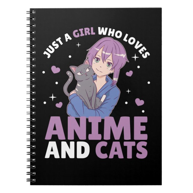 Nur ein Mädchen, das Anime und Katzen Lieben Manga Notizblock (Vorderseite)