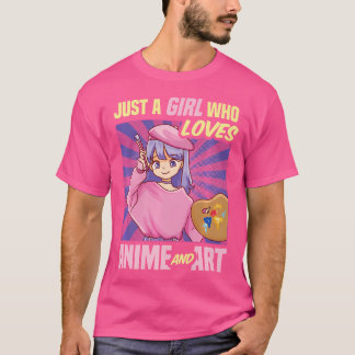 Nur ein Mädchen, das Anime und Kunst Liebe und Ski T-Shirt