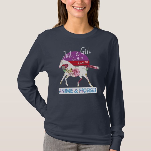 Nur ein Mädchen, das Anime und Pferde Liebe Großar T-Shirt (Vorderseite)