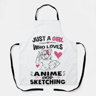 Nur ein Mädchen, das Anime- und Sketching-Girls  Schürze