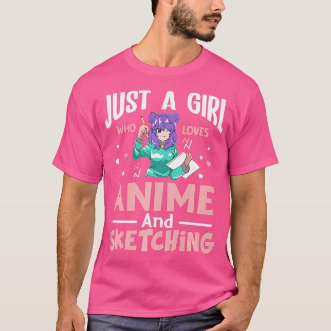 Nur ein Mädchen, das Anime und Skizzen Liebe - Jap T-Shirt (Vorderseite)