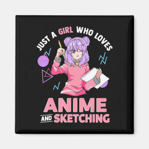 Nur ein Mädchen, das Anime und Skizzen Liebe Magnet