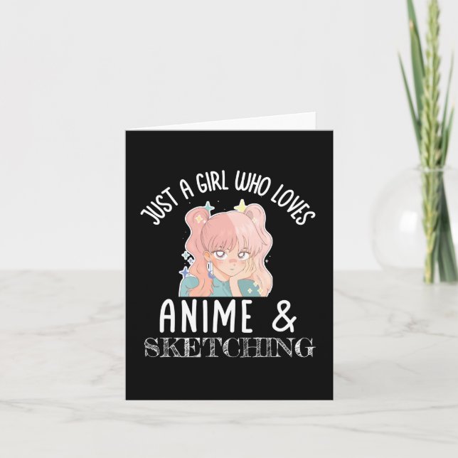 Nur ein Mädchen, das Anime und Skizzen Lieben Karte (Vorderseite)