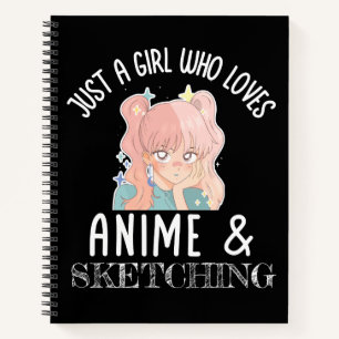 Nur ein Mädchen, das Anime und Skizzen Lieben Notizbuch