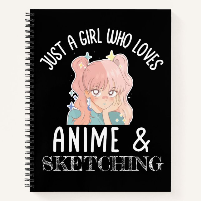 Nur ein Mädchen, das Anime und Skizzen Lieben Notizbuch (Vorderseite)