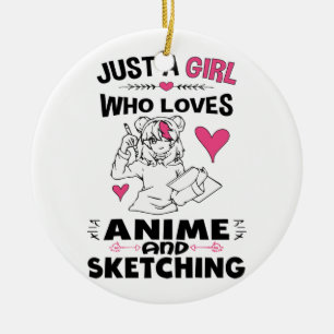 Nur ein Mädchen, das Anime und Skizzen von Mädch Keramik Ornament