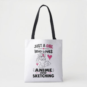 Nur ein Mädchen, das Anime und Skizzen von Mädch Tasche