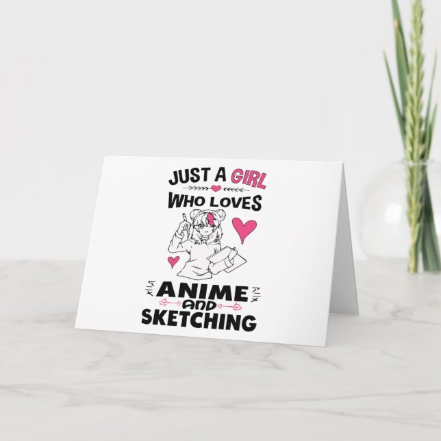 Nur ein Mädchen, das Anime und Skizzen von Mädchen Karte (Vorderseite)