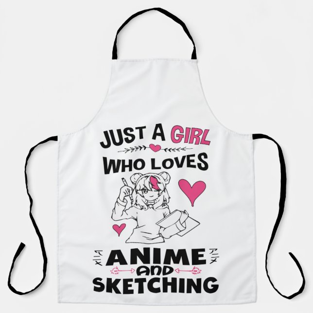 Nur ein Mädchen, das Anime und Skizzen von Mädchen Schürze (Vorderseite)