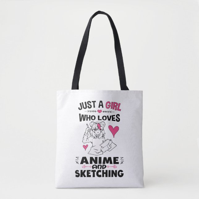 Nur ein Mädchen, das Anime und Skizzen von Mädchen Tasche (Vorderseite)