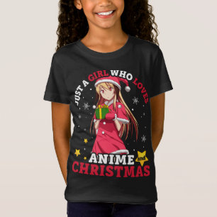 Nur ein Mädchen, das Anime und Weihnachten Pajama  T-Shirt