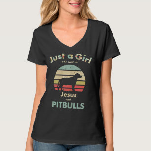 Nur ein Mädchen, das auf Jesus und Pitbullen läuft T-Shirt