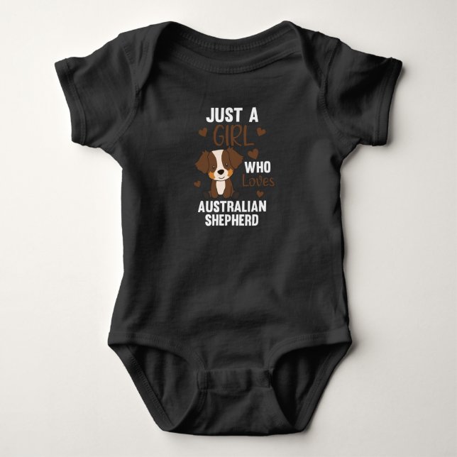 Nur ein Mädchen, das australischen Schäferhund Lie Baby Strampler (Vorderseite)