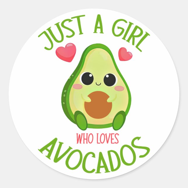 Nur ein Mädchen, das Avocados Liebe Runder Aufkleber (Vorderseite)