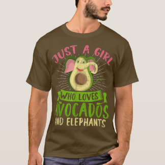 Nur ein Mädchen, das Avocados und Elefanten Liebe T-Shirt