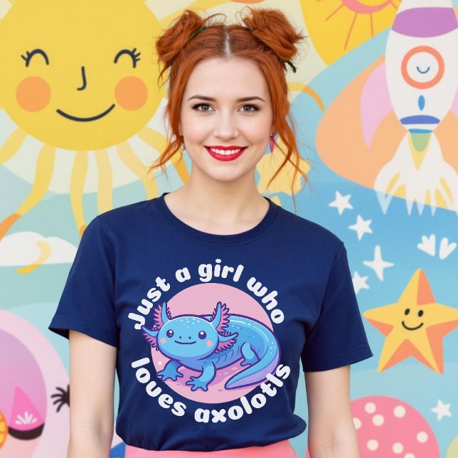 Nur ein Mädchen, das Axolotls Blue Kawaii Niedlich T-Shirt (Just A Girl Who Loves Axolotls Blue Kawaii Cute T-Shirt.)