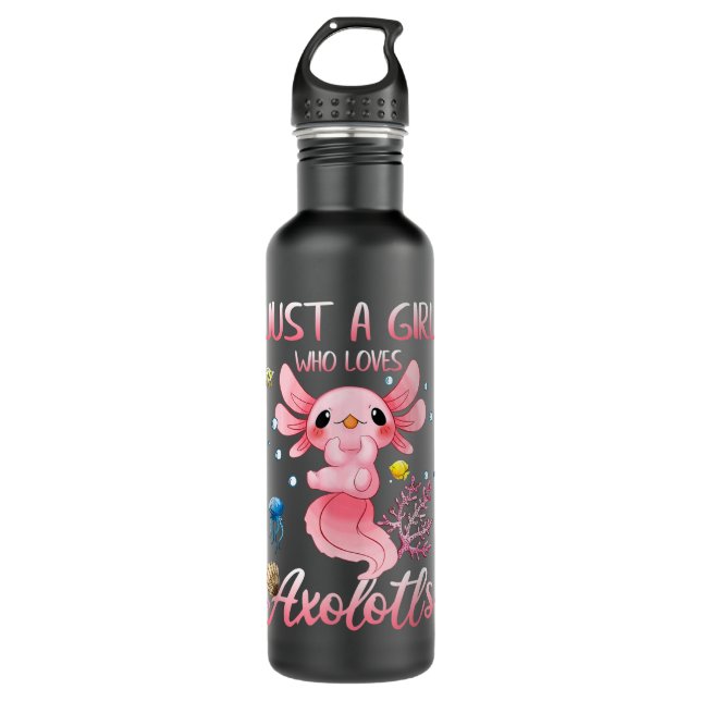 Nur ein Mädchen, das Axolotls Kawaii Axolotl Liebe Edelstahlflasche (Vorderseite)