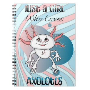 Nur ein Mädchen, das Axolotls Lieben Notizblock