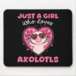 Nur ein Mädchen, das Axolotls liebenswerte Tiere m Mousepad