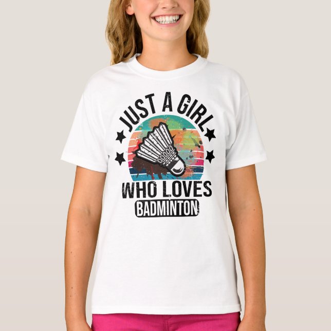 Nur ein Mädchen, das Badminton Racket Player Liebe T-Shirt (Vorderseite)