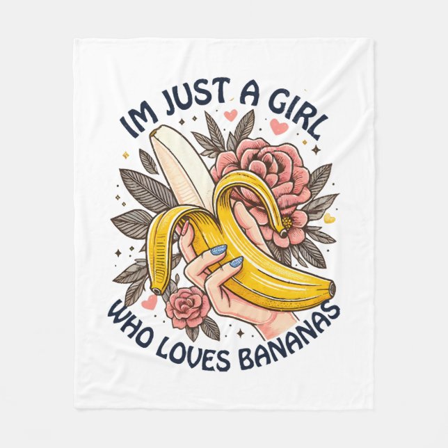 Nur ein Mädchen, das Bananen Liebe Fleecedecke (Vorderseite)