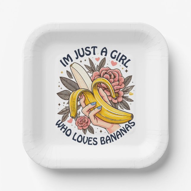 Nur ein Mädchen, das Bananen Liebe Pappteller (Vorderseite)
