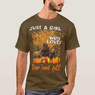 Nur ein Mädchen, das Bären und Fall Pumpkin Autum  T-Shirt